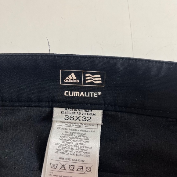 Adidas Solid Black 3 Stripe Performance Golf Pants Men 36 x 32 Polyester Stretch - Picture 5 of 10